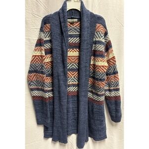 Natural Reflections Geometric Cardigan Sweater Women's Long Sleeve M